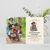 Invitation Fête d'anniversaire à thème de l'ours pirate (Debout devant)
