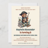Invitation Fête d'anniversaire à thème de l'ours pirate (Devant)