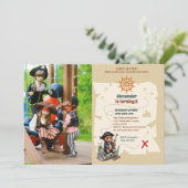 Invitation Fête d'anniversaire à thème de l'ours pirate (Debout devant)