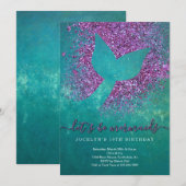 Invitation Fête d'anniversaire à thème de sirène personnalisé (Devant / Derrière)