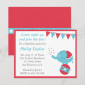 Invitation Fête d'anniversaire à thème du cirque avec un peti (Devant / Derrière)