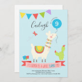 Invitation Fête d'anniversaire à thème du désert de Llama (Devant / Derrière)