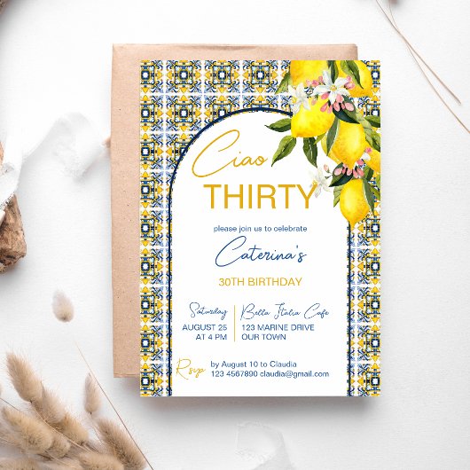 Invitation Fête d'anniversaire à thème italien Majolica arche