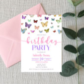 Invitation Fête d'anniversaire à thème papillon couleur