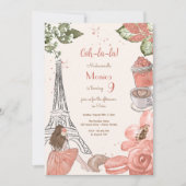 Invitation Fête d'anniversaire à thème Paris (Devant)