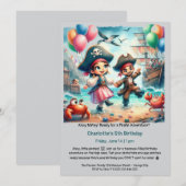 Invitation Fête d'anniversaire à thème pirate (Devant / Derrière)