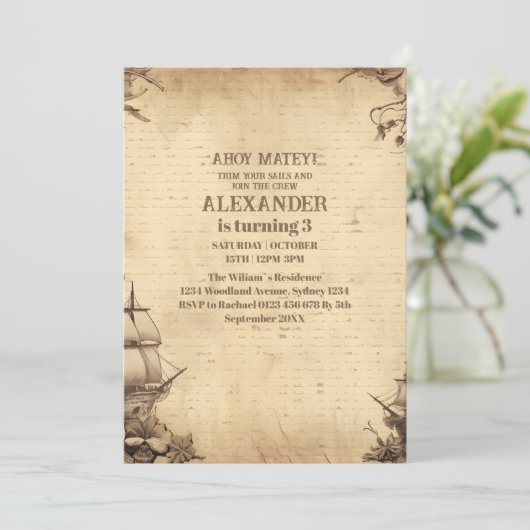 Invitation Fête d'anniversaire à thème Pirate (Debout devant)