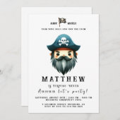 Invitation Fête d'anniversaire à thème Pirate (Devant / Derrière)