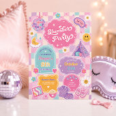 Invitation Fête d'anniversaire à thème Pyjama Groovy à carrea