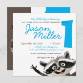 Invitation Fête d'anniversaire à thème Racon pour bébé 1 (Devant / Derrière)