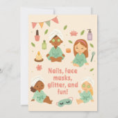 Invitation Fête d'anniversaire à thème spa pour filles (Dos)