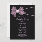Invitation Fête d'anniversaire à tourbillons rose et noir (Dos)