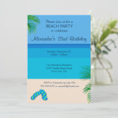 Invitation Fête d'anniversaire à Tropical Beach & Flip Flops (Debout devant)