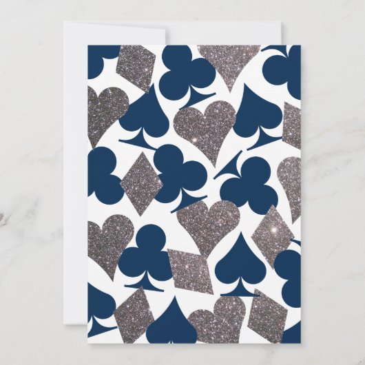 Invitation Fête d'anniversaire à Vegas Bleu marine argent pai (Dos)