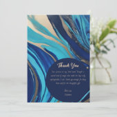 Invitation Fête d'anniversaire-Abstrait flux Art- Bleu et Or- (Debout devant)