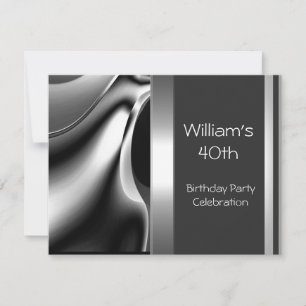 Invitation Fête d'anniversaire abstraite 40 ans Métal chrome 