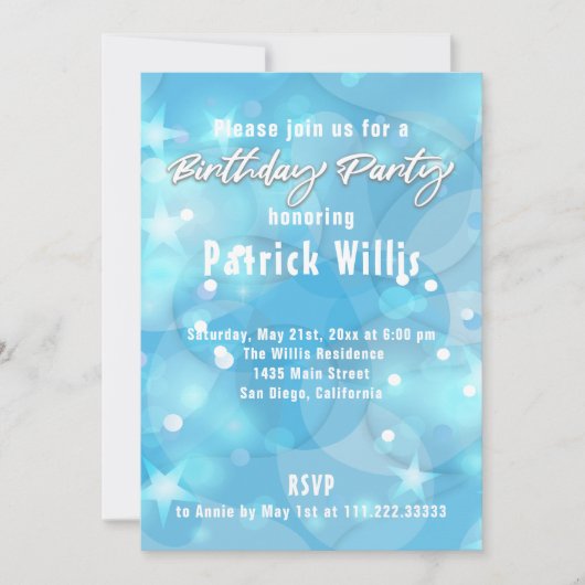 Invitation Fête d'anniversaire Abstraite moderne bleu clair (Devant)