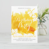 Invitation Fête d'anniversaire abstraite moderne jaune aquare (Debout devant)