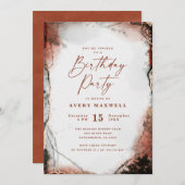 Invitation Fête d'Anniversaire Abstraite Rustique Orange (Devant / Derrière)