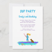 Invitation Fête d'anniversaire adolescente de paddleboard SUP (Devant)