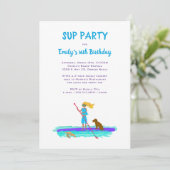 Invitation Fête d'anniversaire adolescente de paddleboard SUP (Debout devant)