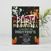 Invitation Fête d'anniversaire adolescente Paintball Cool (Debout devant)