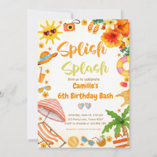 Invitation Fête d'anniversaire adorable Splish Splash Splash