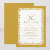 Invitation Fête d'anniversaire Adulte 50e Fête Élégante Simpl (Devant / Derrière)