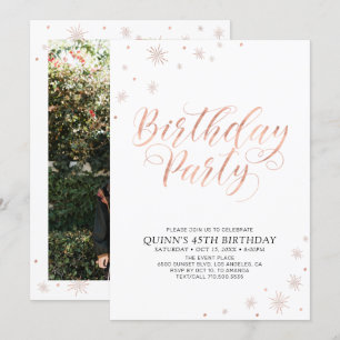 Invitation Fête d'anniversaire adulte chic moderne rose gold