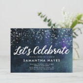 Invitation Fête d'anniversaire adulte d'argent élégant de (Debout devant)