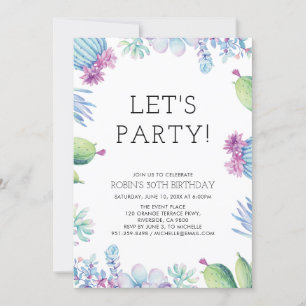 Invitation Fête d'anniversaire adulte d'été floral tropical m