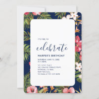 Fête d'anniversaire adulte d'été tropical moderne