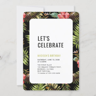 Invitation Fête d'anniversaire adulte d'été tropical moderne