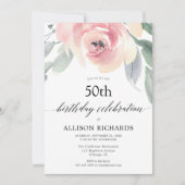 Invitation Fête d'anniversaire adulte femme florale (Devant)