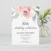 Invitation Fête d'anniversaire adulte femme florale (Debout devant)