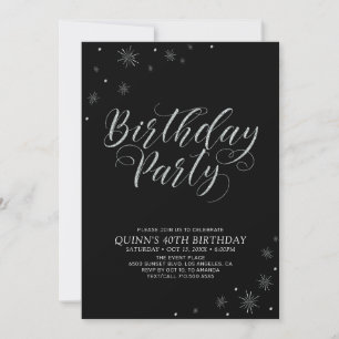 Invitation Fête d'anniversaire adulte photo moderne argent et