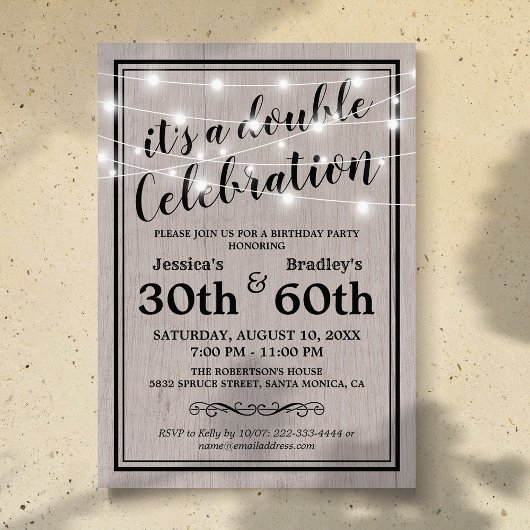 Invitation Fête d'anniversaire adulte rustique commune