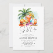 Invitation Fête d'anniversaire adulte Sip & Dip avec piscine (Devant)