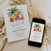 Invitation Fête d'anniversaire adulte Sip & Dip avec piscine