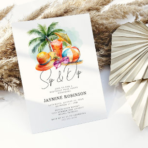 Invitation Fête d'anniversaire adulte Sip & Dip avec piscine