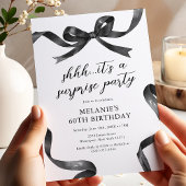 Invitation Fête d'anniversaire adulte Surprise Black Bow