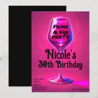 Fête d'anniversaire adulte Verre à vin rose Peintu