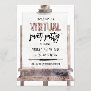 Invitation Fête d'anniversaire adulte virtuelle Paint Party s