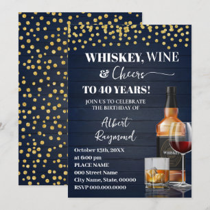 Invitation Fête d'anniversaire adulte Whiskey & Cheers