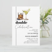 Invitation Fête d'anniversaire adulte Whiskey & Martini (Debout devant)