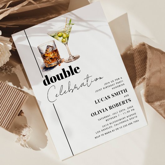 Invitation Fête d'anniversaire adulte Whiskey & Martini