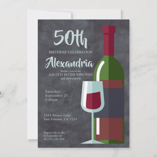 Invitation Fête d'anniversaire Âge s'améliore avec du vin (Ad (Devant)