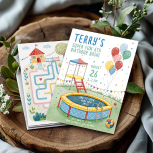 Invitation Fête d'anniversaire aire de jeux en plein air pour