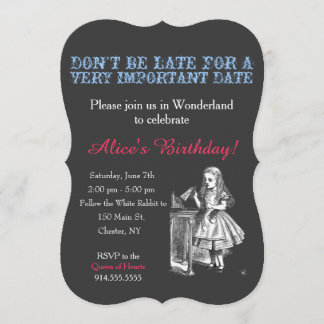 Invitation Fête d'anniversaire Alice au pays des merveilles s