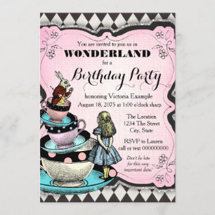 Invitation Fête d'anniversaire Alice au pays des merveilles v